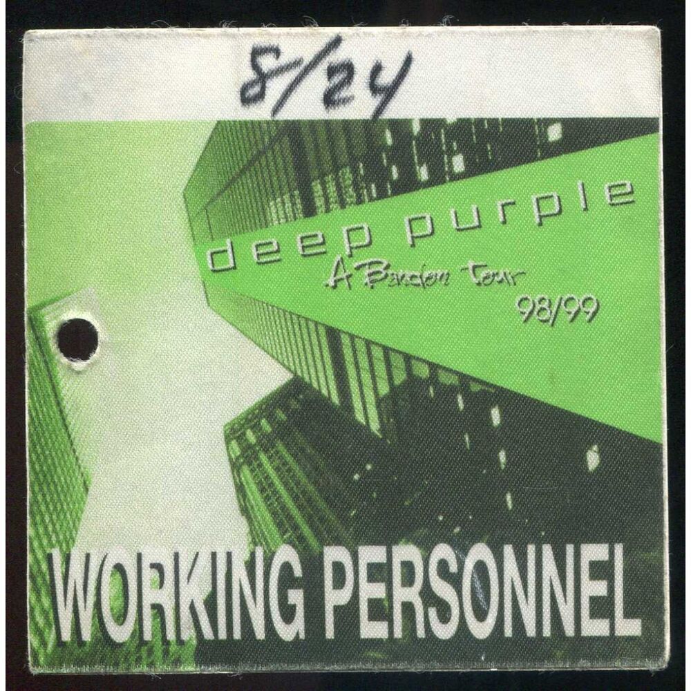 Vintage 1998 Deep Purple Backstage Pass Working Personnel Milwaukee WI